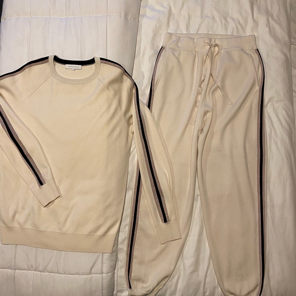 Olivia Von Halle Missy Moscow Tracksuit - top and bottom cashmere - Ivory